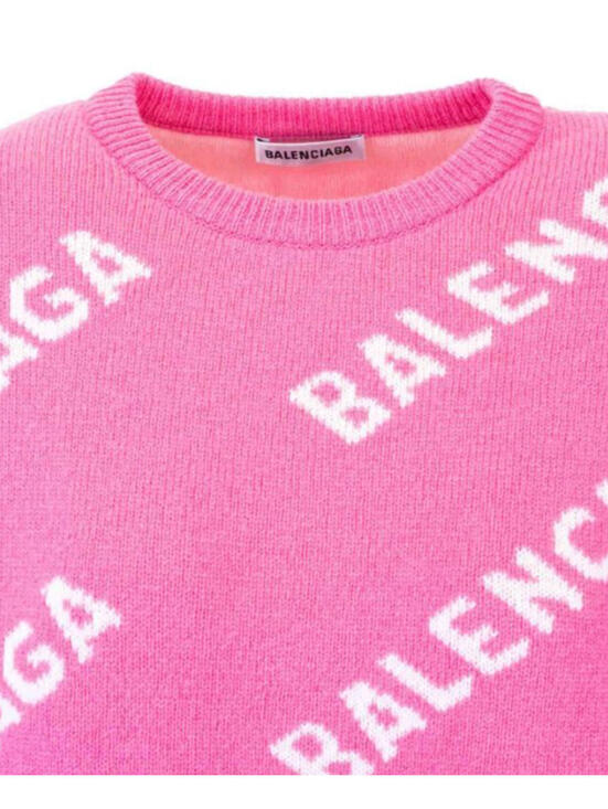NWT $1,500 BALENCIAGA Oversized Logo Knit All Over Print Monogram Sweater XS/S - Picture 3 of 4